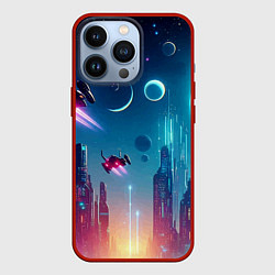 Чехол для iPhone 13 Pro Neon metropolis in the future - ai art fantasy, цвет: 3D-красный