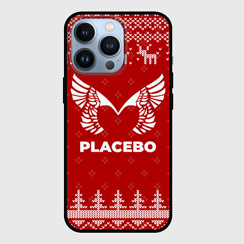 Чехол iPhone 13 Pro Новогодний Placebo с оленями / 3D-Черный – фото 1