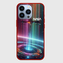 Чехол для iPhone 13 Pro Spaceship in the neon cosmos - nasa, цвет: 3D-красный