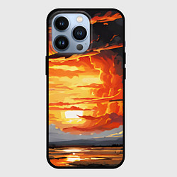 Чехол для iPhone 13 Pro Багровый закат, цвет: 3D-черный