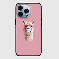 Чехол iPhone 13 Pro Лама альпака в очках с жевательной резинкой