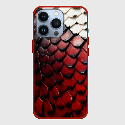 Чехол iPhone 13 Pro Змеиная броня / 3D-Красный – фото 1