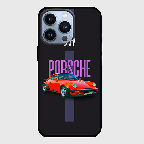 Чехол iPhone 13 Pro Porsche 911 cпортивный немецкий автомобиль / 3D-Черный – фото 1