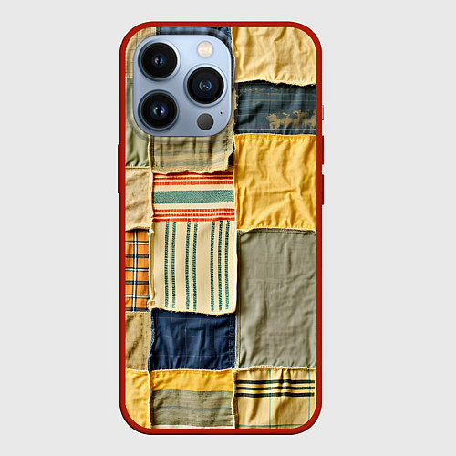 Чехол iPhone 13 Pro Пэчворк в желтых оттенках / 3D-Красный – фото 1