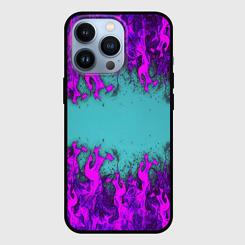 Чехол iPhone 13 Pro Фиолетовое пламя / 3D-Черный – фото 1