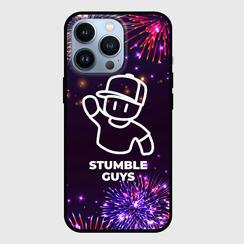 Чехол iPhone 13 Pro Праздничный Stumble Guys / 3D-Черный – фото 1