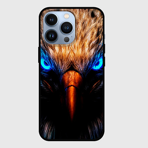 Чехол iPhone 13 Pro Орел с неоновыми глазами / 3D-Черный – фото 1