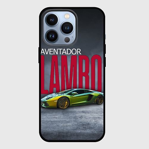 Чехол iPhone 13 Pro Итальянский гиперкар Lambo Aventador / 3D-Черный – фото 1