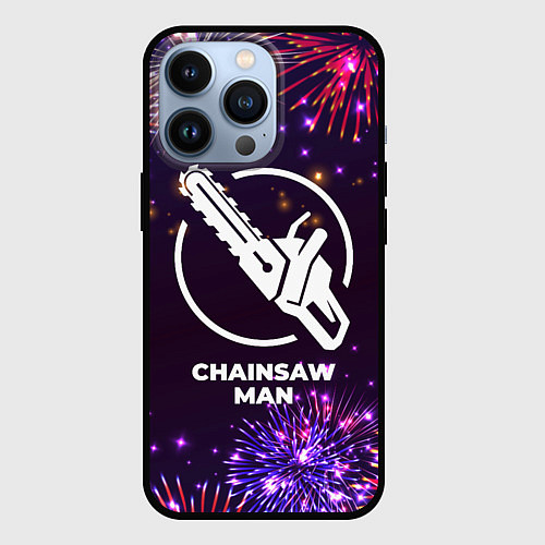 Чехол iPhone 13 Pro Праздничный Chainsaw Man / 3D-Черный – фото 1