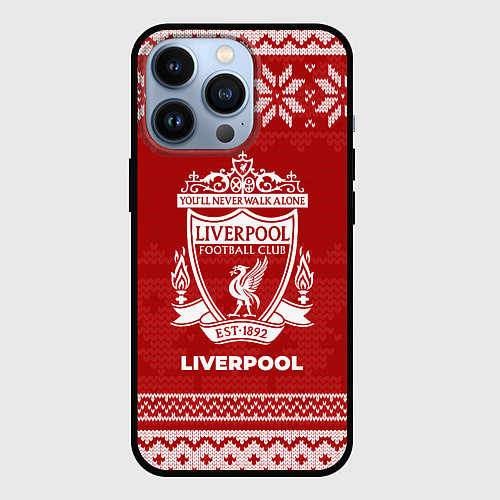 Чехол iPhone 13 Pro Новогодний Liverpool / 3D-Черный – фото 1