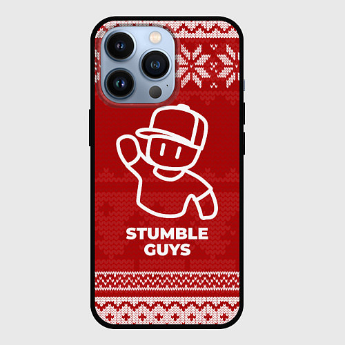 Чехол iPhone 13 Pro Новогодний Stumble Guys / 3D-Черный – фото 1