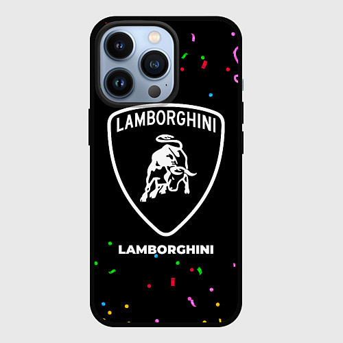 Чехол iPhone 13 Pro Lamborghini конфети / 3D-Черный – фото 1