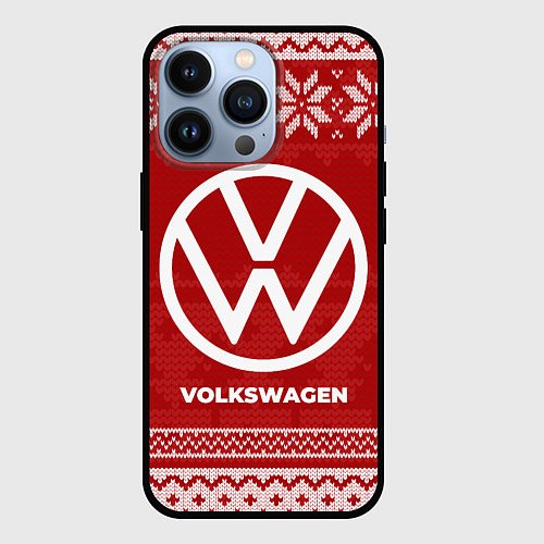 Чехол iPhone 13 Pro Новогодний Volkswagen / 3D-Черный – фото 1