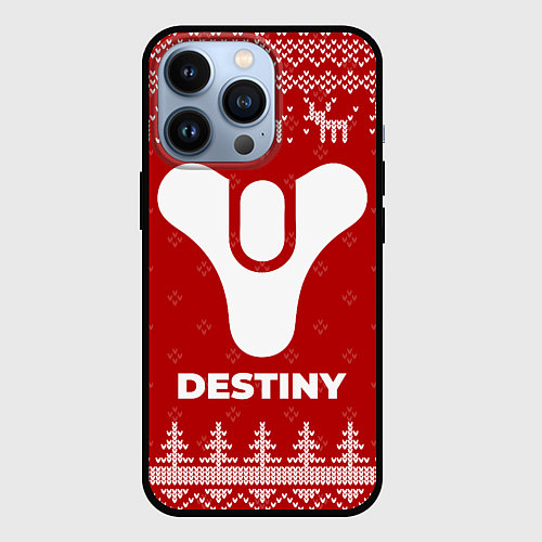 Чехол iPhone 13 Pro Новогодний Destiny с оленями / 3D-Черный – фото 1