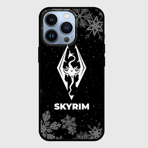 Чехол iPhone 13 Pro Снежный Skyrim / 3D-Черный – фото 1