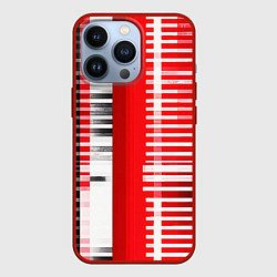 Чехол iPhone 13 Pro Белые полосы на чёрно-красном фоне