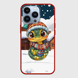 Чехол для iPhone 13 Pro Новогодняя змейка в шарфике, цвет: 3D-красный