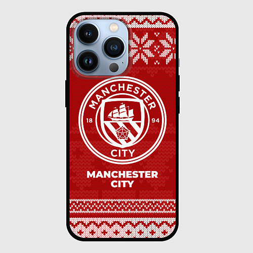 Чехол iPhone 13 Pro Новогодний Manchester City / 3D-Черный – фото 1