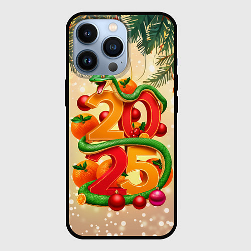 Чехол iPhone 13 Pro Веселая змея 2025 / 3D-Черный – фото 1