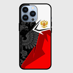 Чехол iPhone 13 Pro Герб России - красно-белый