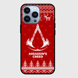 Чехол iPhone 13 Pro Новогодний Assassins Creed с оленями