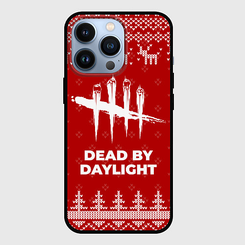 Чехол iPhone 13 Pro Новогодний Dead by Daylight с оленями / 3D-Черный – фото 1