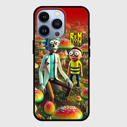 Чехол iPhone 13 Pro Рик и Морти заблудились в мухоморном поле