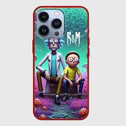 Чехол iPhone 13 Pro Рик и Морту на сказочной грибной планете - нейроар