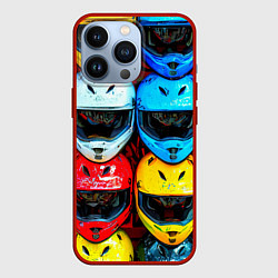 Чехол для iPhone 13 Pro Шлемы BMX, цвет: 3D-красный