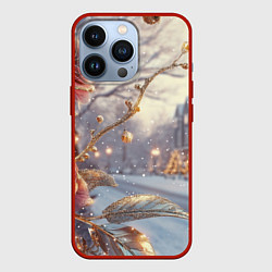 Чехол для iPhone 13 Pro Новогодние розы, цвет: 3D-красный