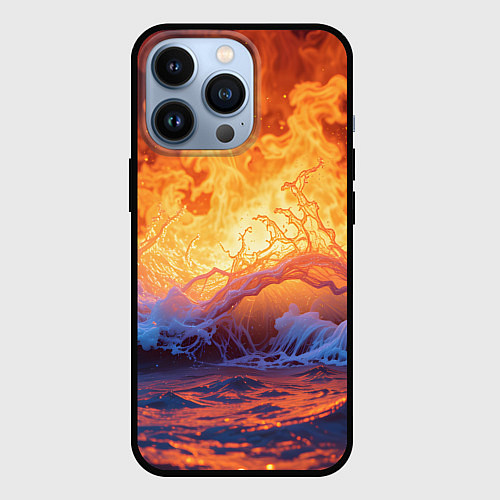 Чехол iPhone 13 Pro Стихия огня и воды / 3D-Черный – фото 1