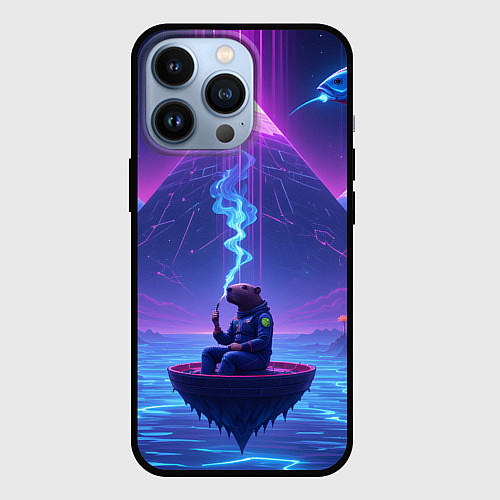 Чехол iPhone 13 Pro Капибара в лодке / 3D-Черный – фото 1