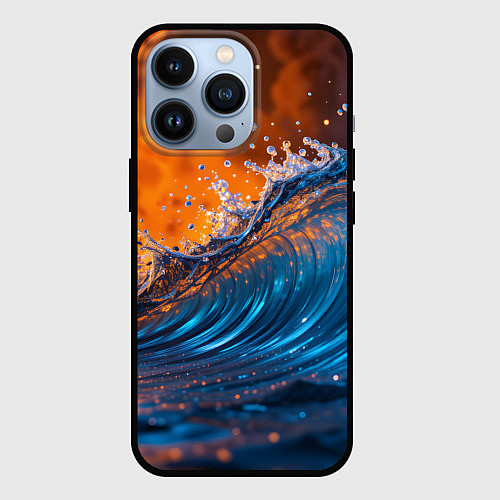 Чехол iPhone 13 Pro Волна и огонь / 3D-Черный – фото 1