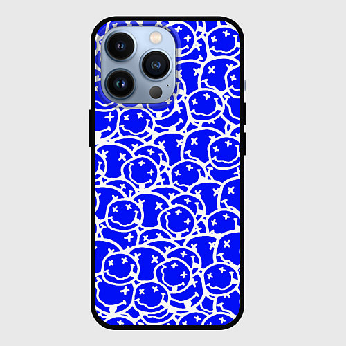 Чехол iPhone 13 Pro Nirvana logo blue / 3D-Черный – фото 1