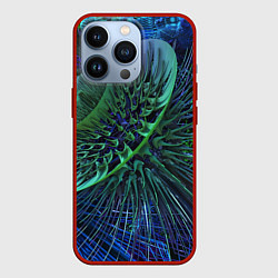 Чехол для iPhone 13 Pro Фрактальный узор шипы, цвет: 3D-красный