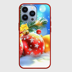 Чехол для iPhone 13 Pro Красные и желтые шары, цвет: 3D-красный