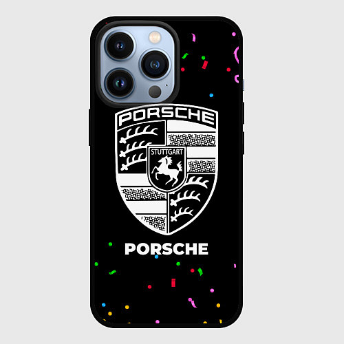 Чехол iPhone 13 Pro Porsche конфети / 3D-Черный – фото 1