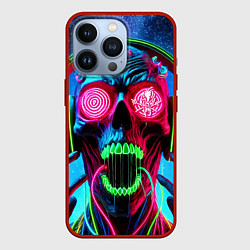 Чехол iPhone 13 Pro Metallica - neon skull with headphones