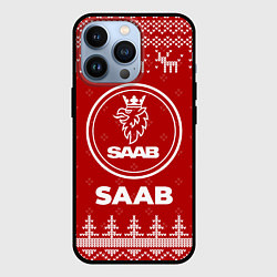 Чехол iPhone 13 Pro Новогодний Saab с оленями