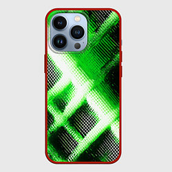 Чехол iPhone 13 Pro Зелёная сеть на чёрном фоне