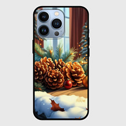 Чехол для iPhone 13 Pro Новогодние шишки, цвет: 3D-черный