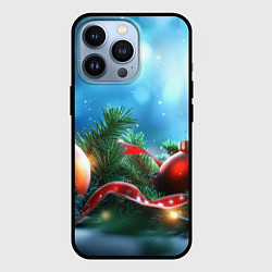 Чехол для iPhone 13 Pro Красные игрушки новогодние, цвет: 3D-черный