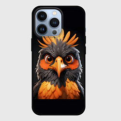 Чехол iPhone 13 Pro Яркая птичка на темном фоне