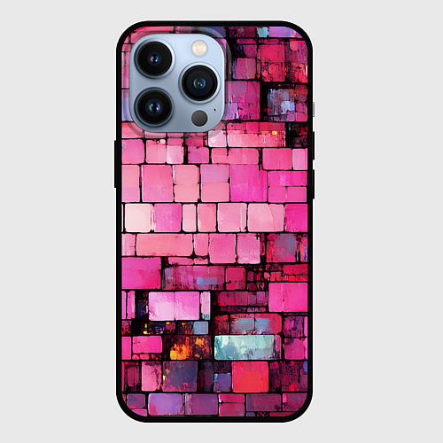 Чехол iPhone 13 Pro Pink bricks / 3D-Черный – фото 1