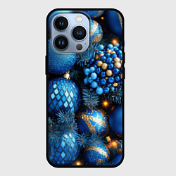 Чехол для iPhone 13 Pro Синие новогодние игрушки на елке, цвет: 3D-черный