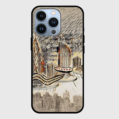 Чехол iPhone 13 Pro Город 2100 / 3D-Черный – фото 1