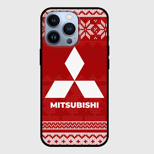 Чехол iPhone 13 Pro Новогодний Mitsubishi / 3D-Черный – фото 1