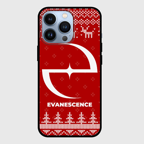 Чехол iPhone 13 Pro Новогодний Evanescence с оленями / 3D-Черный – фото 1