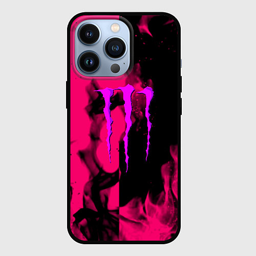 Чехол iPhone 13 Pro Monster energy fire pink / 3D-Черный – фото 1