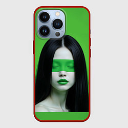 Чехол iPhone 13 Pro Pop art девушка на зеленом фоне